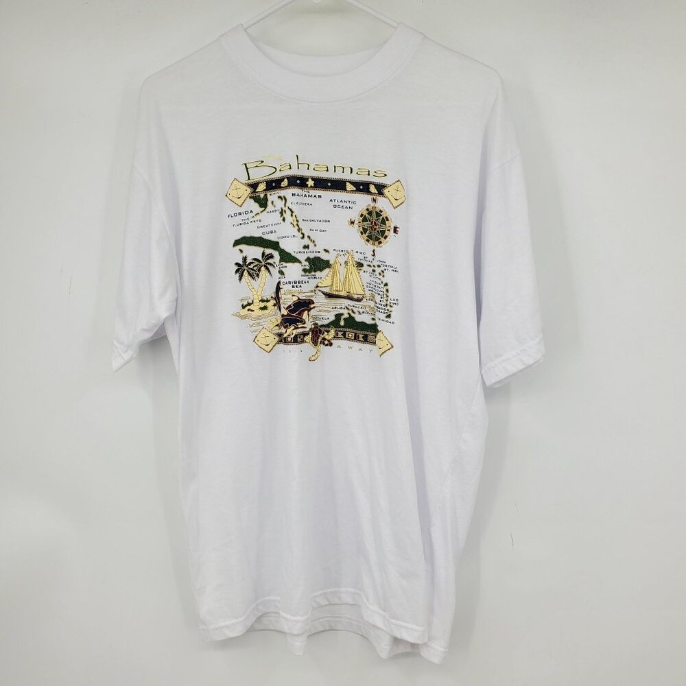Dorsett Bahamas Sail Away White Short‎ Sleeve Islands Graphic Shirt XL